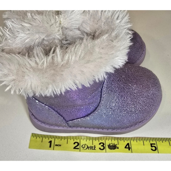 Cat & Jack Toddler Girls Boots – Size 4 – Purple Sparkly Faux Fur - Picture 9 of 9